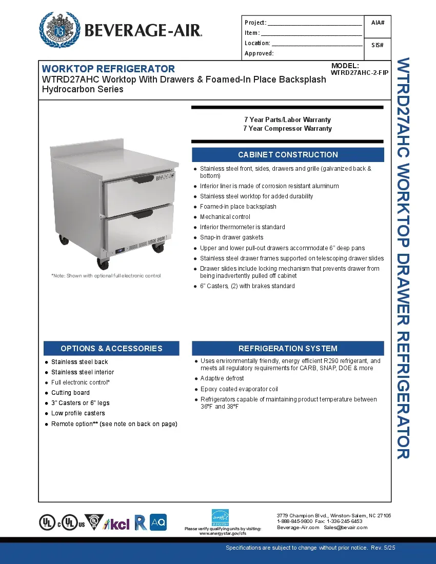 beverage-air-wtrd27ahc-2-fip-refrigerated-counter-work-top-specsheet-260221rfd87n.pdf