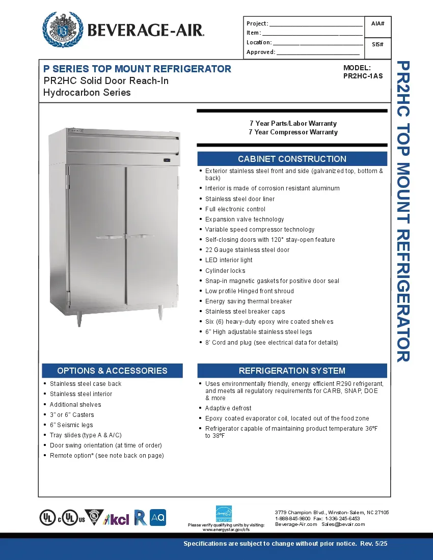 beverage-air-pr2hc-1as-refrigerator-reach-in-specsheet-2602211whb9d.pdf
