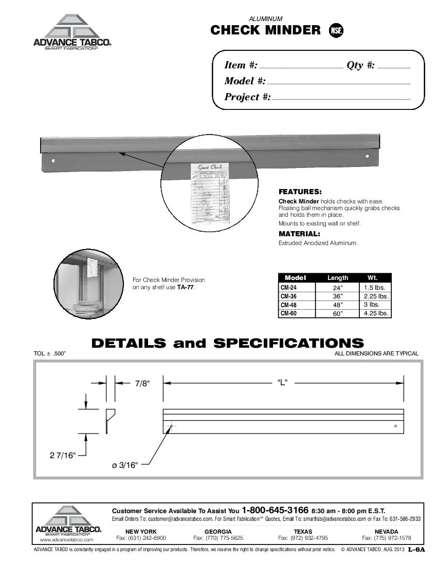 advance-tabco-cm-60-check-minder-ticket-holder-rail-specsheet-260221vfnu4s.pdf