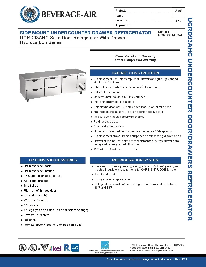 beverage-air-ucrd93ahc-4-refrigerator-undercounter-reach-in-specsheet-260221flhszc.pdf