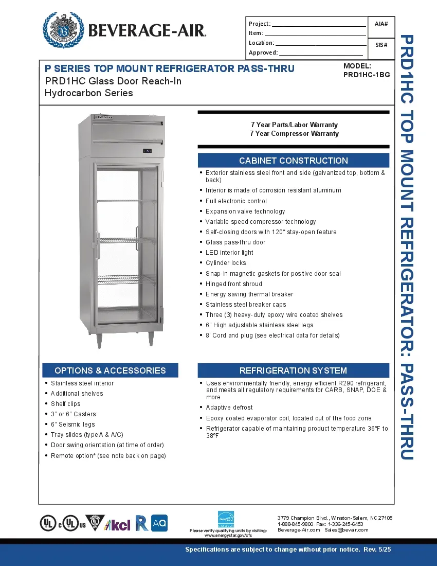 beverage-air-prd1hc-1bg-refrigerator-pass-thru-specsheet-260221ec6zqp.pdf