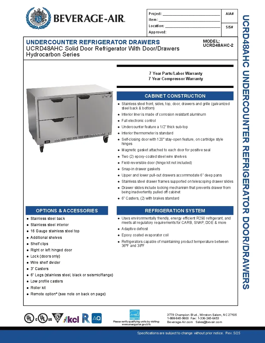 beverage-air-ucrd48ahc-2-refrigerator-undercounter-reach-in-specsheet-260221n9515p.pdf
