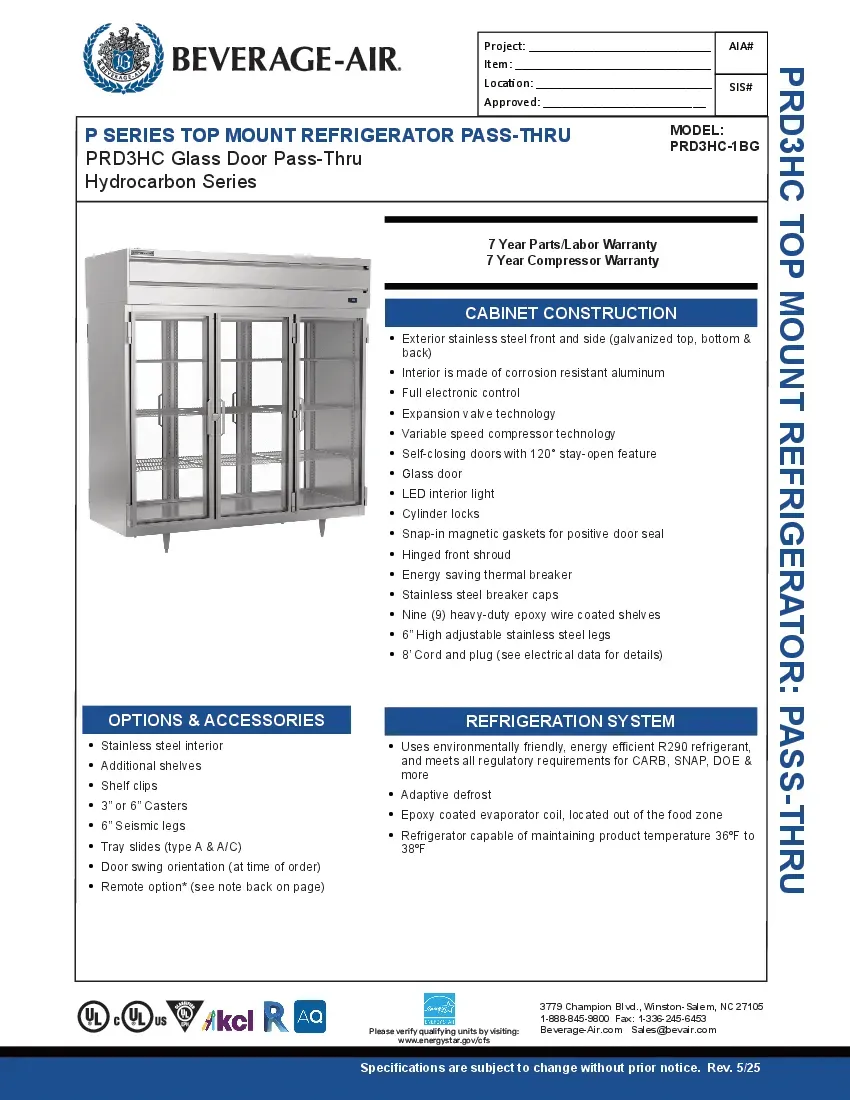 beverage-air-prd3hc-1bg-refrigerator-pass-thru-specsheet-260221zd5xv6.pdf