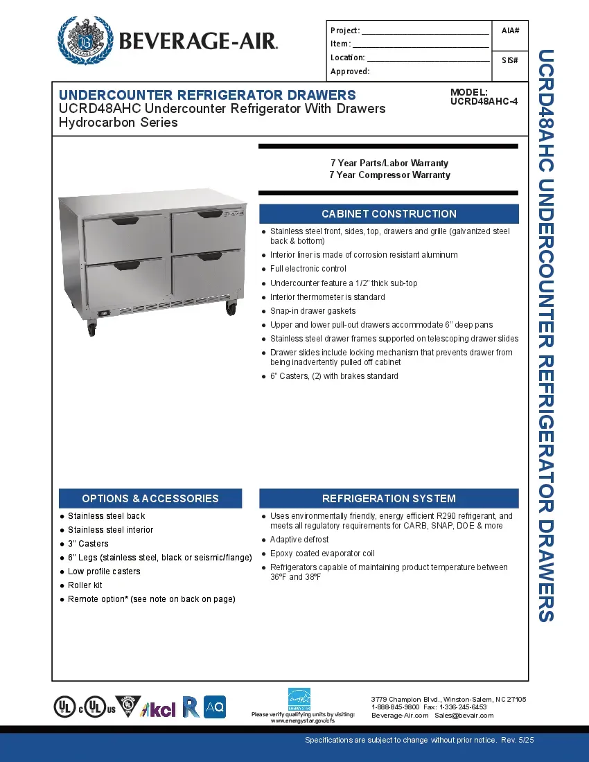 beverage-air-ucrd48ahc-4-refrigerator-undercounter-reach-in-specsheet-260221e7chth.pdf
