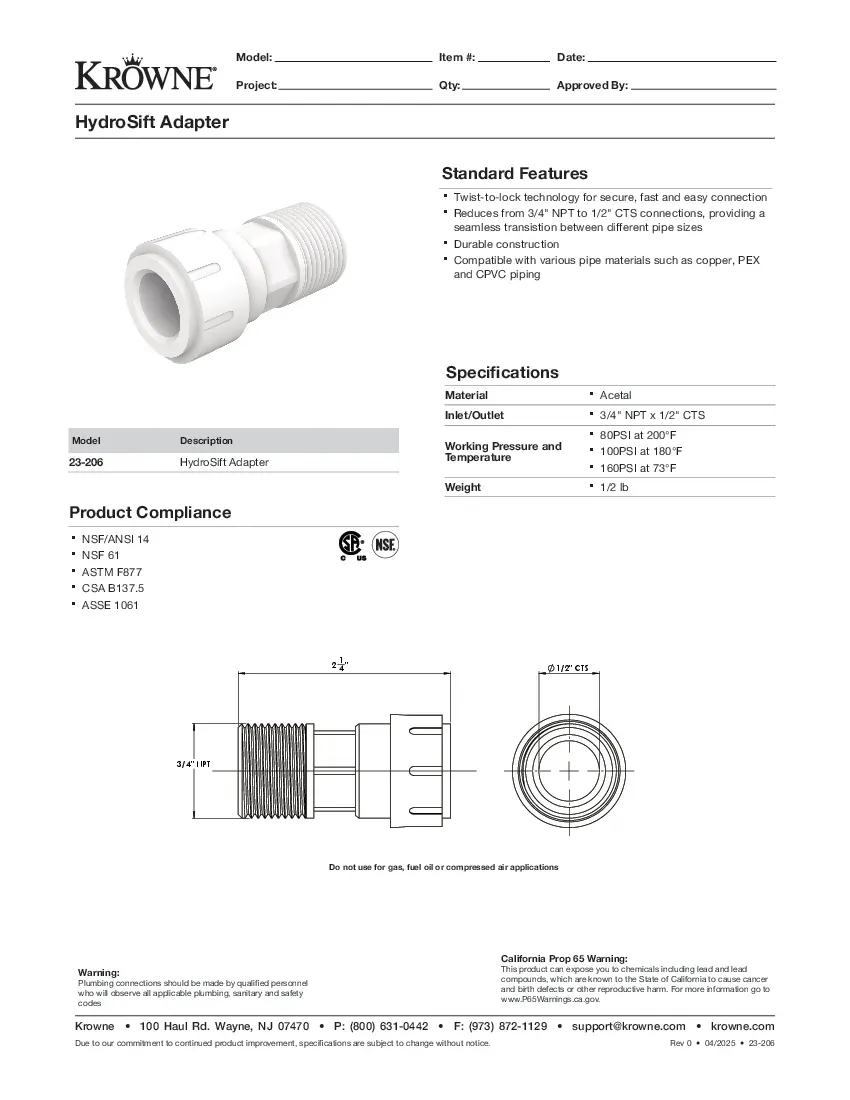 krowne-metal-23-206-hydrosift-adapter-specsheet-260221gxp9o8.pdf