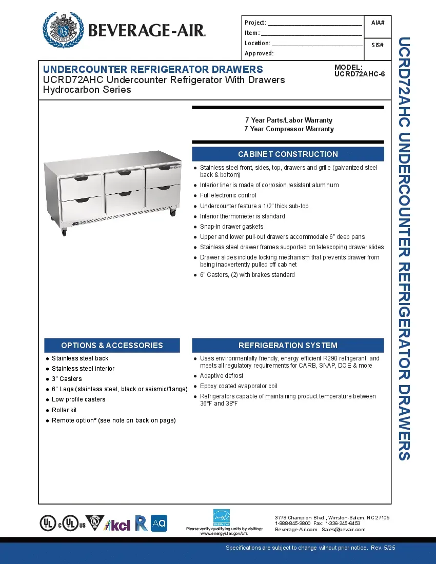beverage-air-ucrd72ahc-6-refrigerator-undercounter-reach-in-specsheet-260221yz67kp.pdf