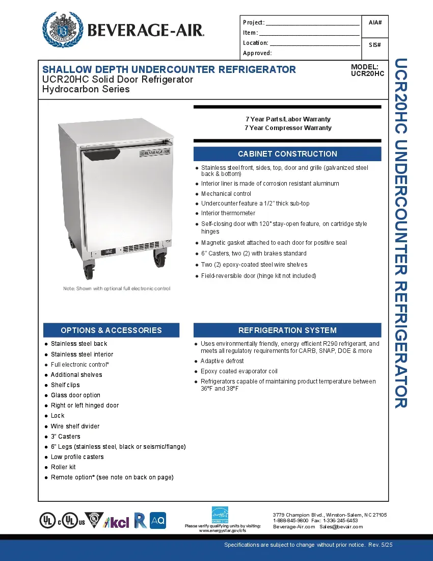 beverage-air-ucr20hc-refrigerator-undercounter-reach-in-specsheet-260221eygz3c.pdf