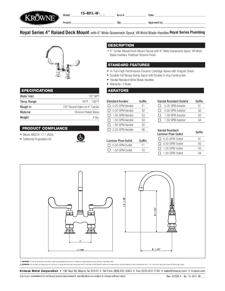 krowne-metal-15-401l-w-e4-gooseneck-faucet-specsheet-260221wnhx0f.pdf