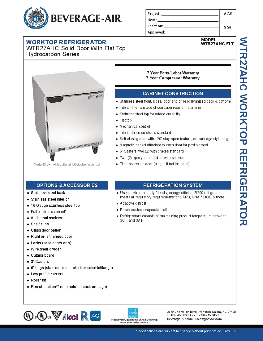 beverage-air-wtr27ahc-flt-refrigerated-counter-work-top-specsheet-2602210vvfld.pdf