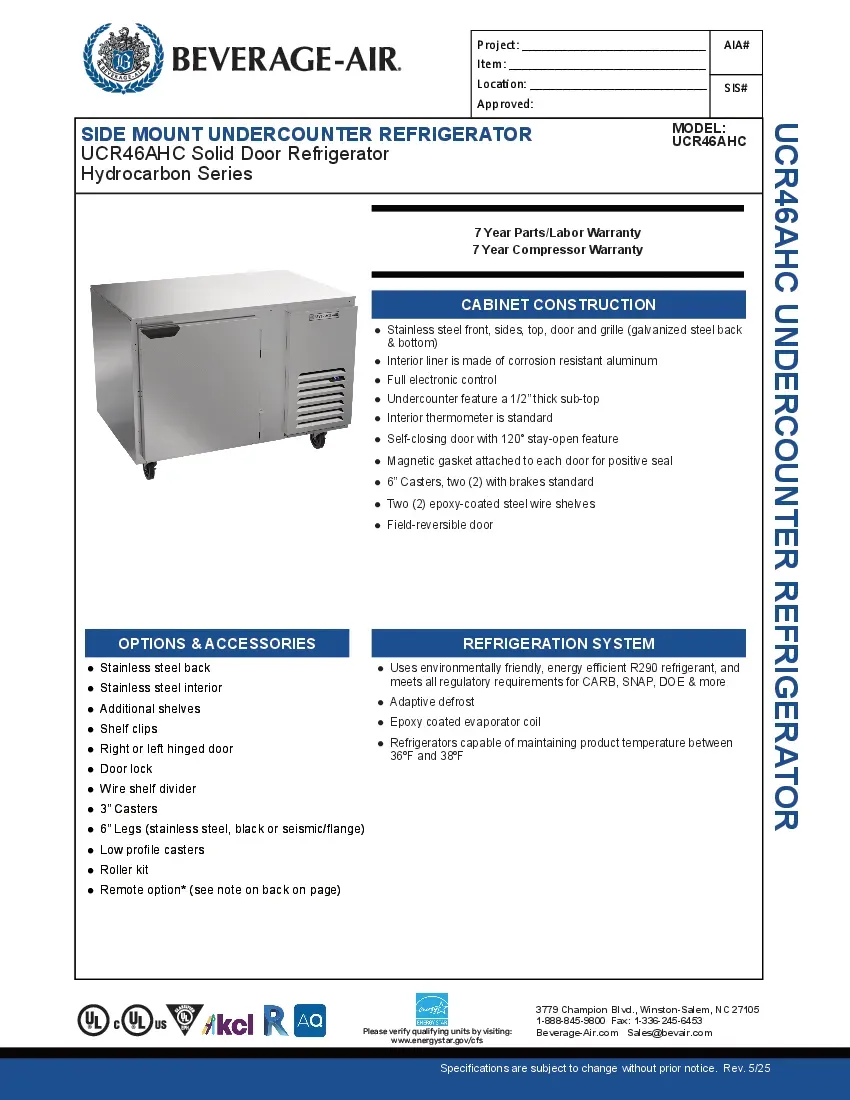 beverage-air-ucr46ahc-refrigerator-undercounter-reach-in-specsheet-260221wywwfs.pdf