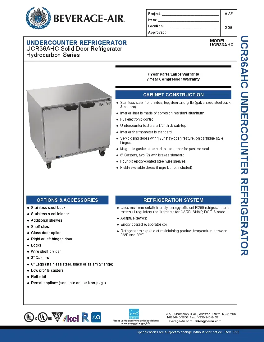 beverage-air-ucr36ahc-refrigerator-undercounter-reach-in-specsheet-260221coqx2v.pdf