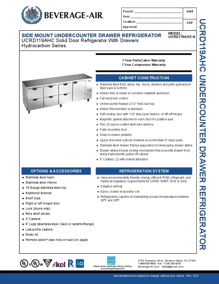 beverage-air-ucrd119ahc-6-refrigerator-undercounter-reach-in-specsheet-260221r2nrrs.pdf