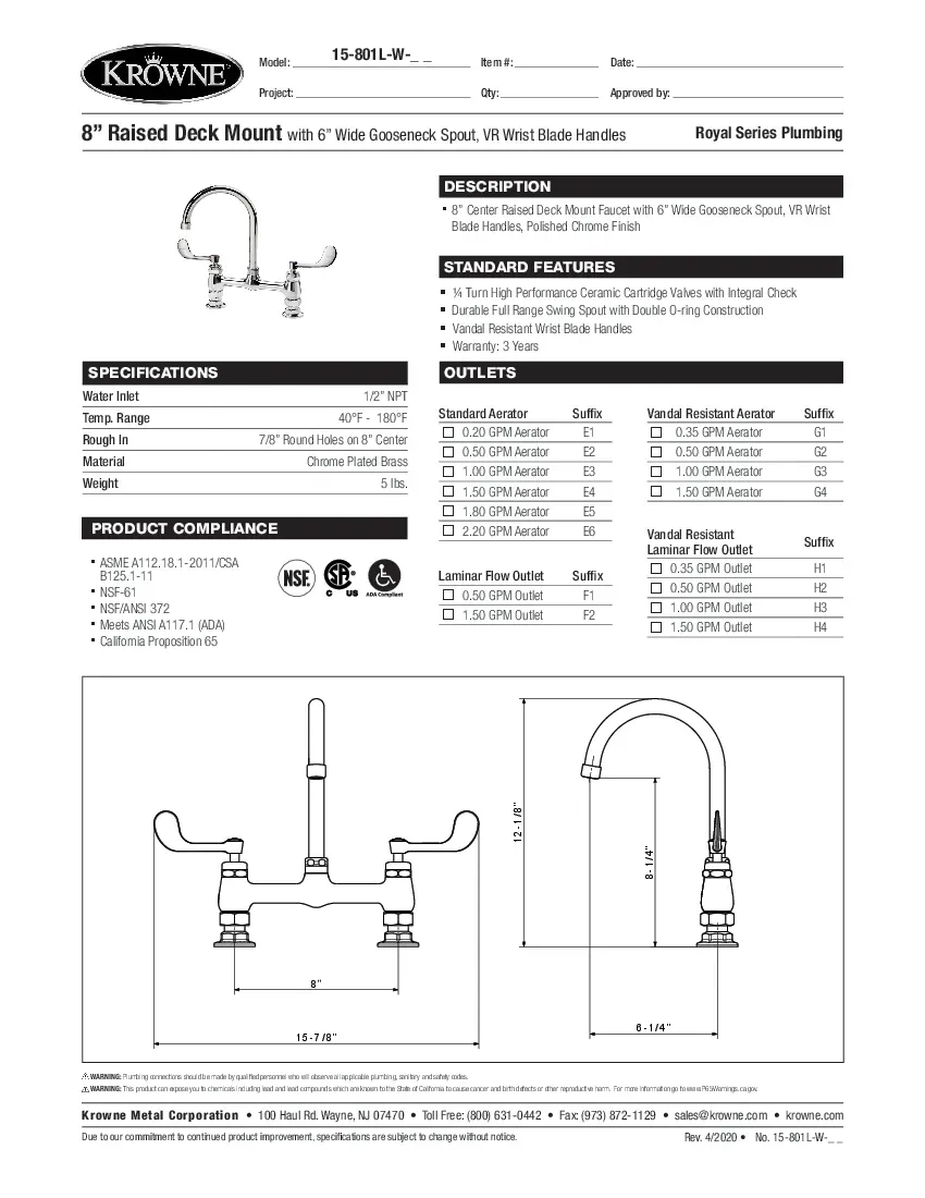 krowne-metal-15-801l-w-e4-gooseneck-faucet-specsheet-26022120wozk.pdf