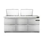 Continental Refrigerator D72N24M-FB-D, Refrigerated Counter, Mega Top Sandwich / Salad Unit
